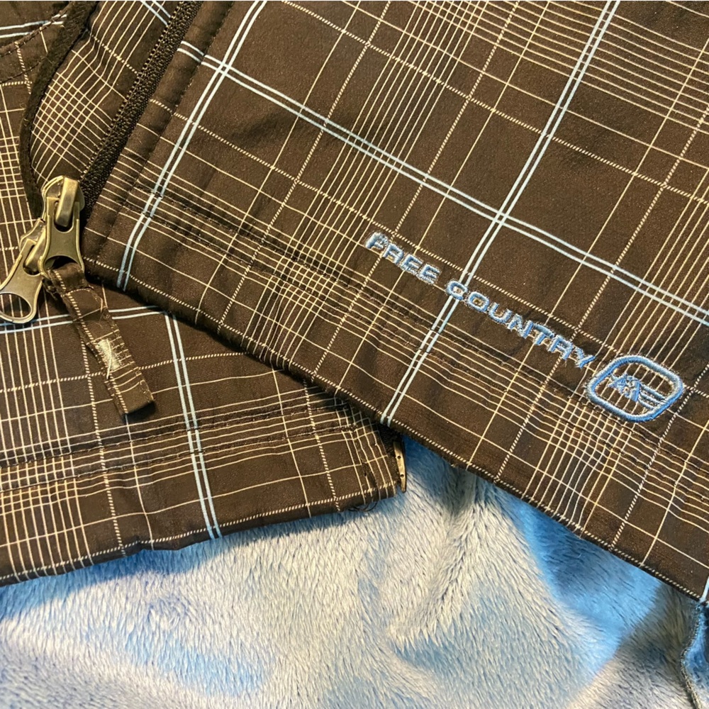 Free Country Black, Grey and Blue Plaid pattern Waterproof Rain Jacket size XL - Picture 9 of 16